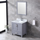 Jacques 30 In. Freestanding Dark Grey Bathroom Vanity With Single Undermount Ceramic Sink, White Carrara Marble Top