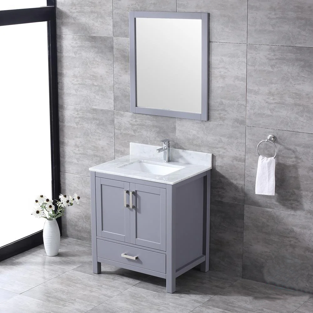 Jacques Freestanding Dark Grey Bathroom Freestanding Bathroom Vanity With Undermount Ceramic Sink, White Carrara Marble