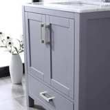 Jacques Freestanding Dark Grey Bathroom Freestanding Bathroom Vanity With Undermount Ceramic Sink, White Carrara Marble