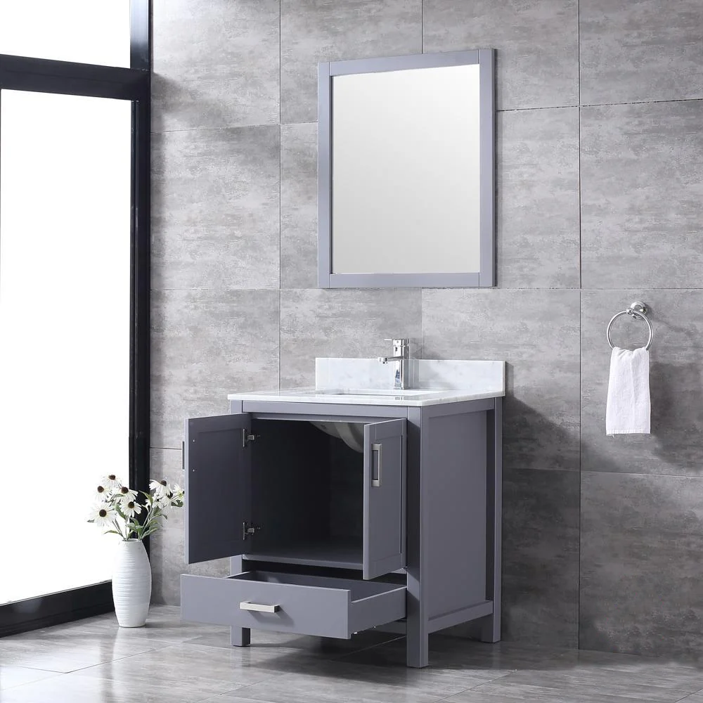 Jacques 30 In. Freestanding Dark Grey Bathroom Vanity With Single Undermount Ceramic Sink, White Carrara Marble Top