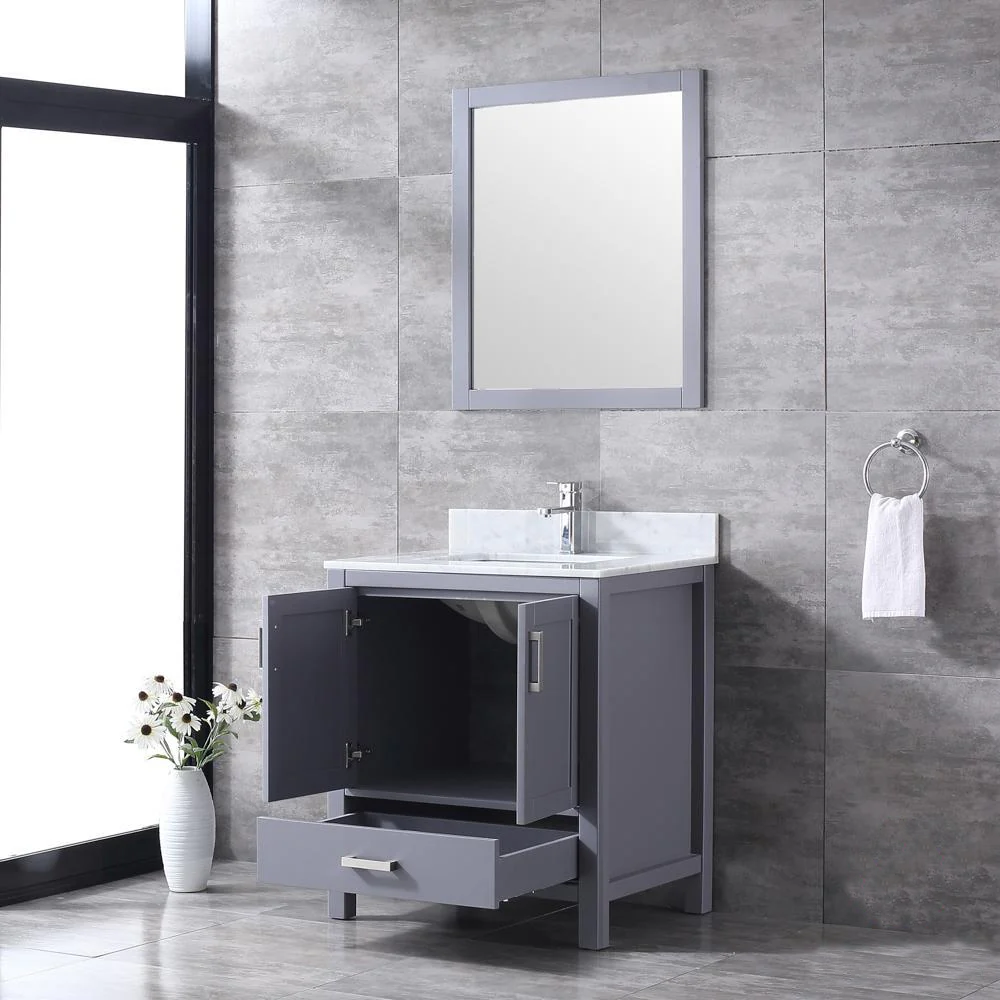 Jacques Freestanding Dark Grey Bathroom Freestanding Bathroom Vanity With Undermount Ceramic Sink, White Carrara Marble