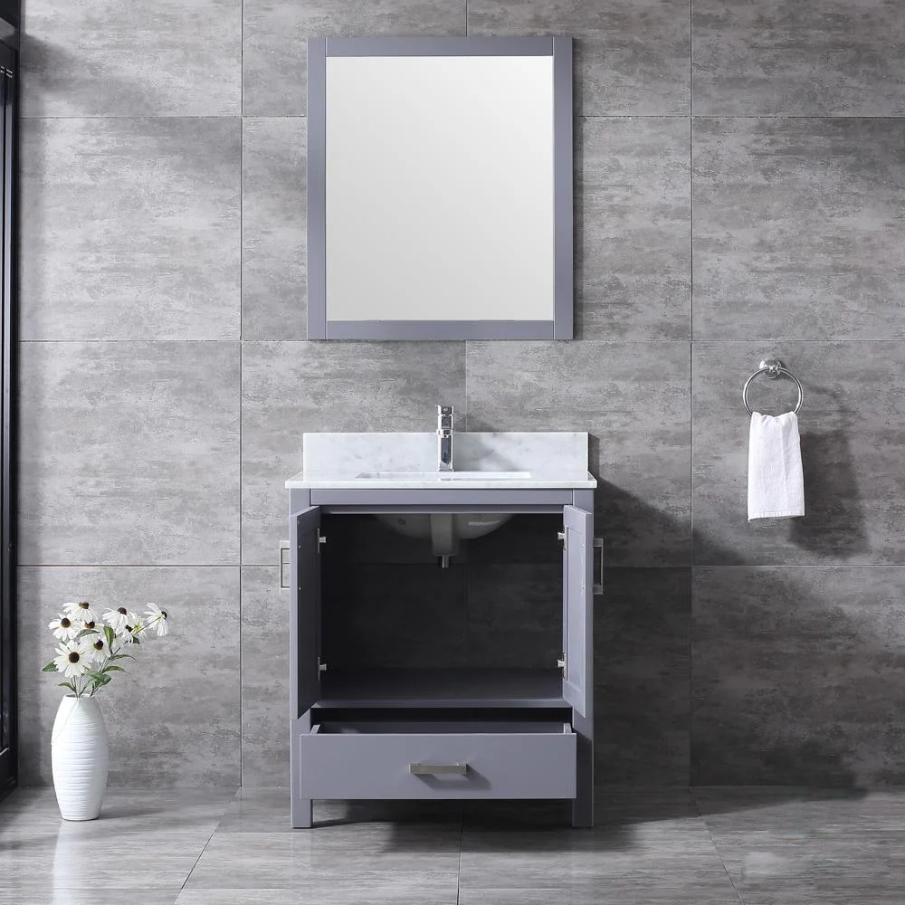 Jacques Freestanding Dark Grey Bathroom Freestanding Bathroom Vanity With Undermount Ceramic Sink, White Carrara Marble