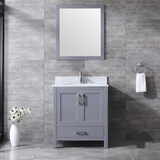 Jacques 30 In. Freestanding Dark Grey Bathroom Vanity With Single Undermount Ceramic Sink, White Carrara Marble Top