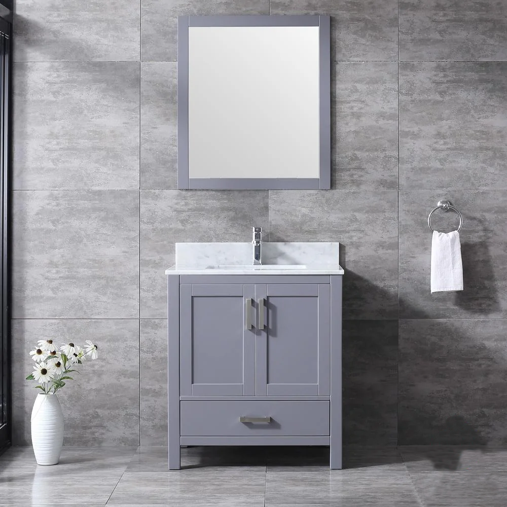 Jacques Freestanding Dark Grey Bathroom Freestanding Bathroom Vanity With Undermount Ceramic Sink, White Carrara Marble