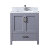 Jacques Freestanding Dark Grey Bathroom Freestanding Bathroom Vanity With Undermount Ceramic Sink, White Carrara Marble