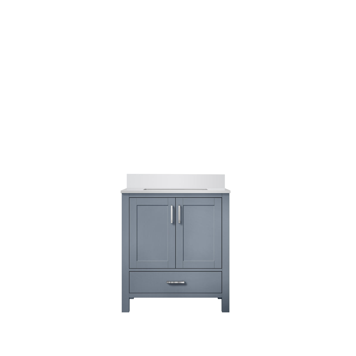 Jacques Dark Grey Freestanding Bathroom Vanity with White Quartz Top, White Square Sink