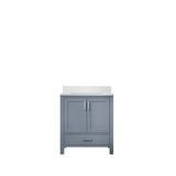 Jacques Dark Grey Freestanding Bathroom Vanity with White Quartz Top, White Square Sink