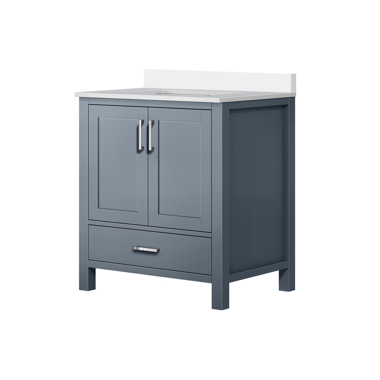 Jacques 30 in. Freestanding Bathroom Vanity with White Quartz Top, White Square Sink