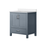 Jacques Dark Grey Freestanding Bathroom Vanity with White Quartz Top, White Square Sink