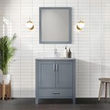 Jacques 30 in. Freestanding Bathroom Vanity with White Quartz Top, White Square Sink