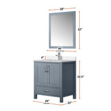 Jacques Dark Grey Freestanding Bathroom Vanity with White Quartz Top, White Square Sink