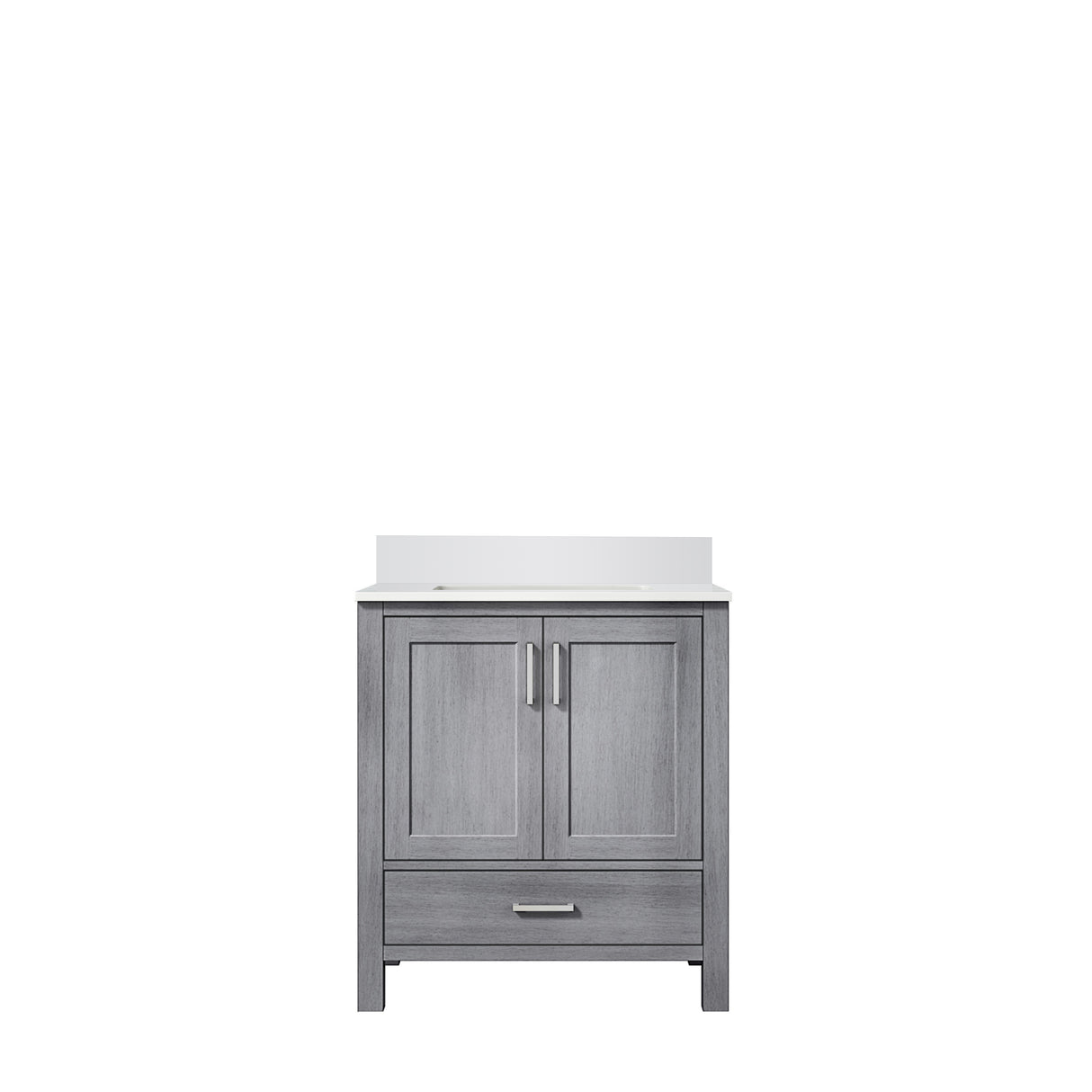 Jacques 30 in. Freestanding Bathroom Vanity with White Quartz Top, White Square Sink