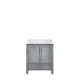 Jacques Distressed Grey Freestanding Bathroom Vanity with White Quartz Top, White Square Sink