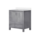 Jacques Distressed Grey Freestanding Bathroom Vanity with White Quartz Top, White Square Sink