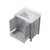 Jacques 30 in. Freestanding Bathroom Vanity with White Quartz Top, White Square Sink