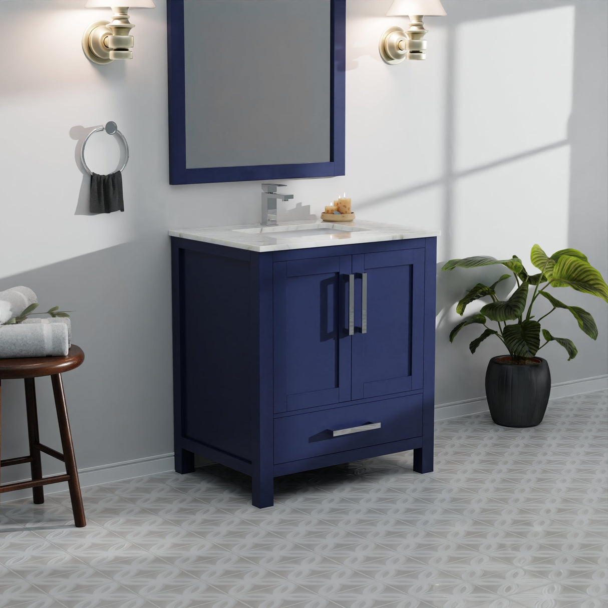 Jacques Navy Blue Bath Freestanding Bathroom Vanity