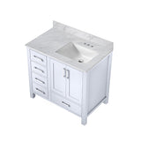 Jacques 30 in. Right Freestanding Bathroom Vanity with White Carrara Marble Top, White Square Sink