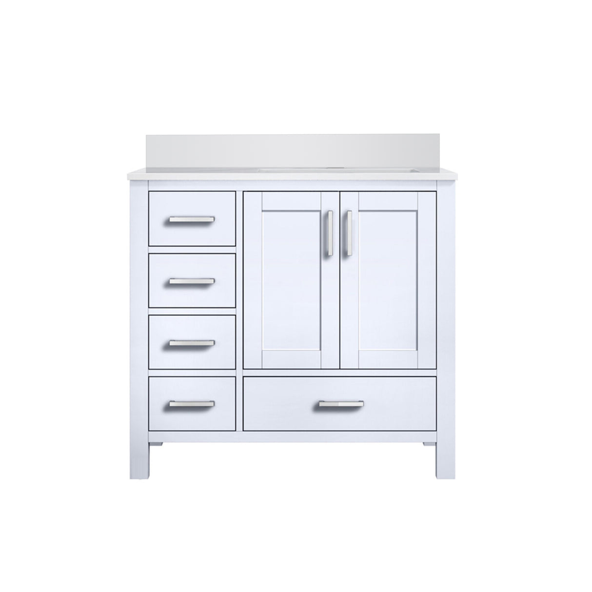 Jacques 30 in. Right Freestanding Bathroom Vanity with White Quartz Top, White Square Sink