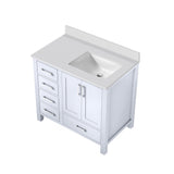Jacques White Freestanding Bathroom Vanity with White Quartz Top, White Square Sink
