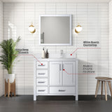 Jacques White Freestanding Bathroom Vanity with White Quartz Top, White Square Sink