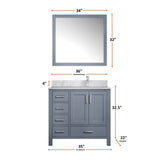 Jacques 30 in. Right Freestanding Bathroom Vanity with White Carrara Marble Top, White Square Sink