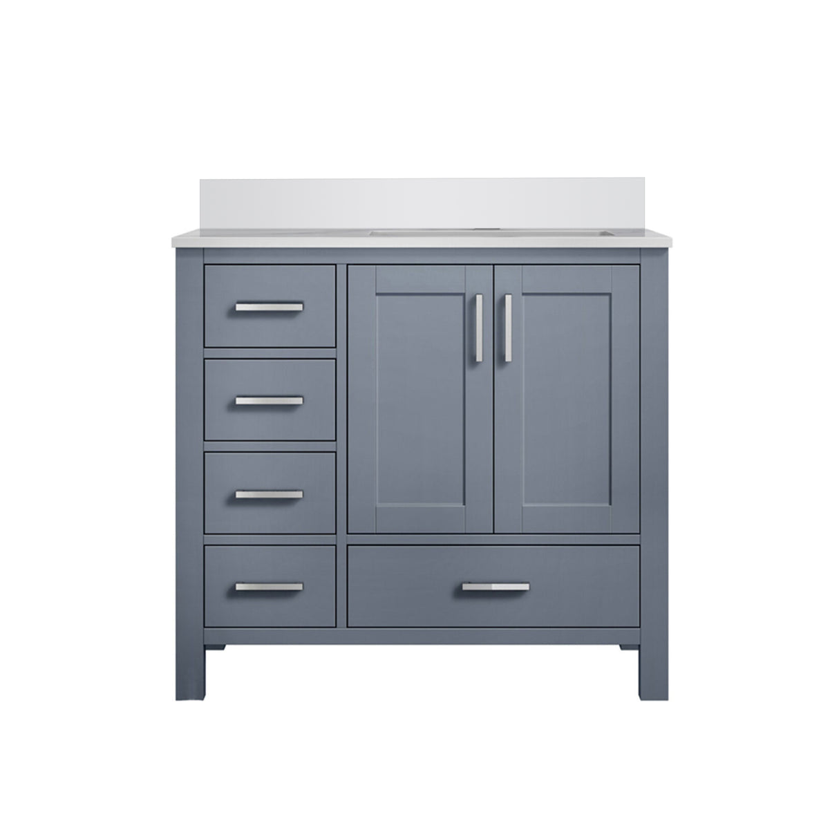 Jacques 30 in. Right Freestanding Bathroom Vanity with White Quartz Top, White Square Sink