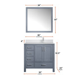 Jacques 30 in. Right Freestanding Bathroom Vanity with White Quartz Top, White Square Sink