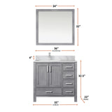 Jacques Navy 30 in. Left Freestanding Bathroom Vanity with White Carrara Marble Top, White Square Sink