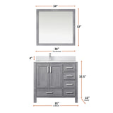 Jacques Distressed Grey Freestanding Bathroom Vanity with White Quartz Top, White Square Sink