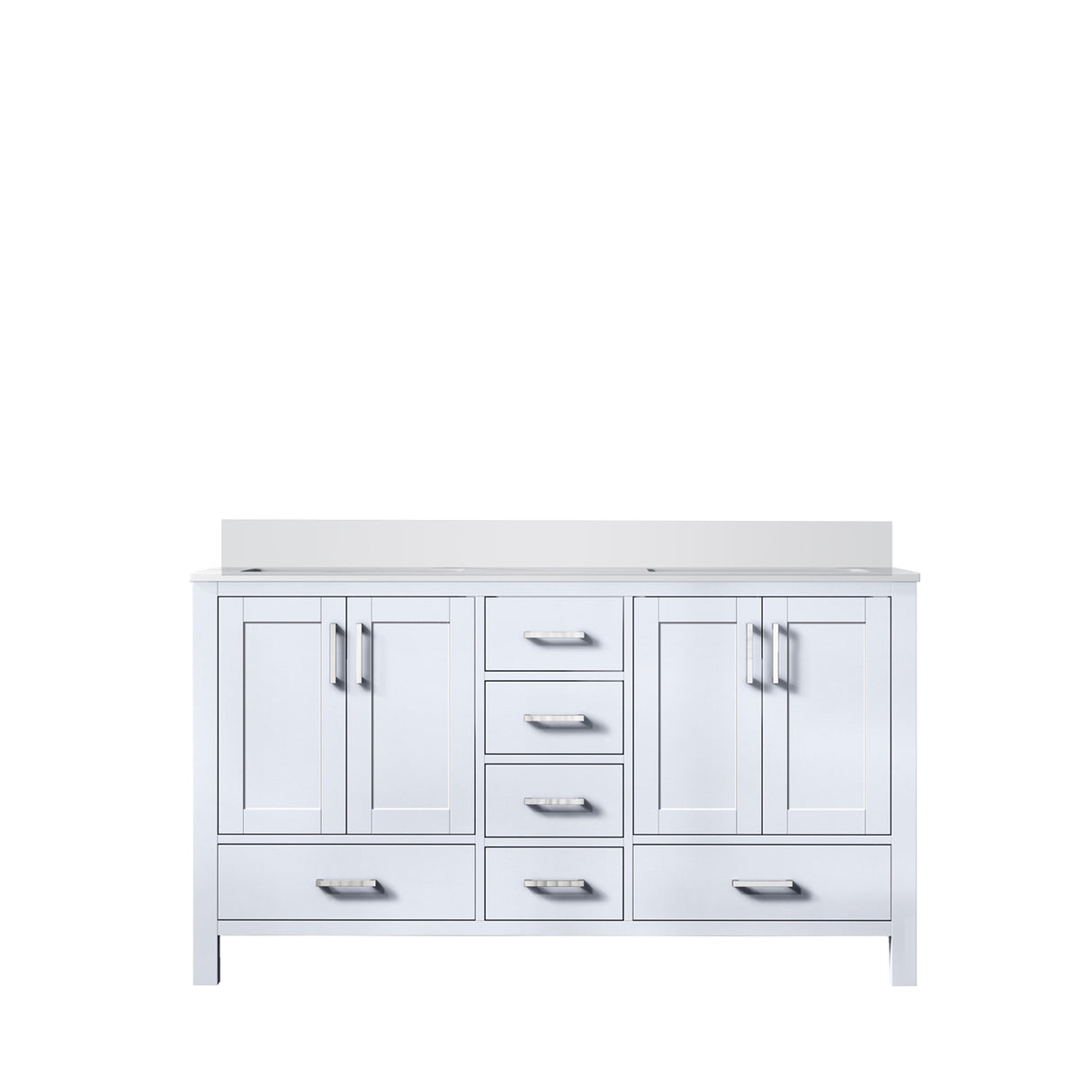 Jacques White Freestanding Bathroom Vanity with White Quartz Top, White Square Sink
