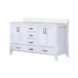 Jacques 60 in. Freestanding Bathroom Vanity with White Quartz Top, White Square Sink