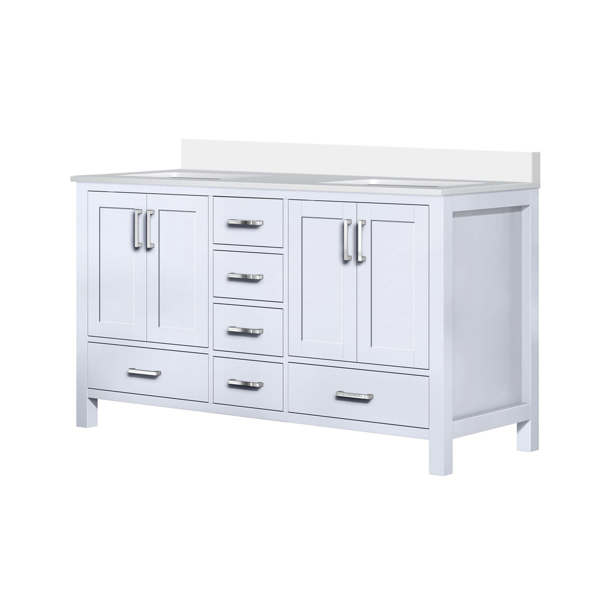 Jacques White Freestanding Bathroom Vanity with White Quartz Top, White Square Sink