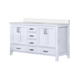 Jacques White Freestanding Bathroom Vanity with White Quartz Top, White Square Sink