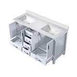 Jacques White Freestanding Bathroom Vanity with White Quartz Top, White Square Sink