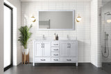 Jacques White Freestanding Bathroom Vanity with White Quartz Top, White Square Sink