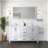 Jacques White Freestanding Bathroom Vanity with White Quartz Top, White Square Sink