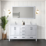 Jacques White Freestanding Bathroom Vanity with White Quartz Top, White Square Sink