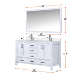Jacques White Freestanding Bathroom Vanity with White Quartz Top, White Square Sink