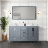 Jacques Dark Grey Freestanding Bathroom Vanity with White Quartz Top, White Square Sink