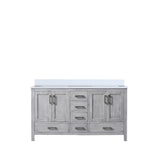 Jacques 60 in. Freestanding Bathroom Vanity with White Quartz Top, White Square Sink