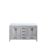 Jacques Distressed Grey Freestanding Bathroom Vanity with White Quartz Top, White Square Sink