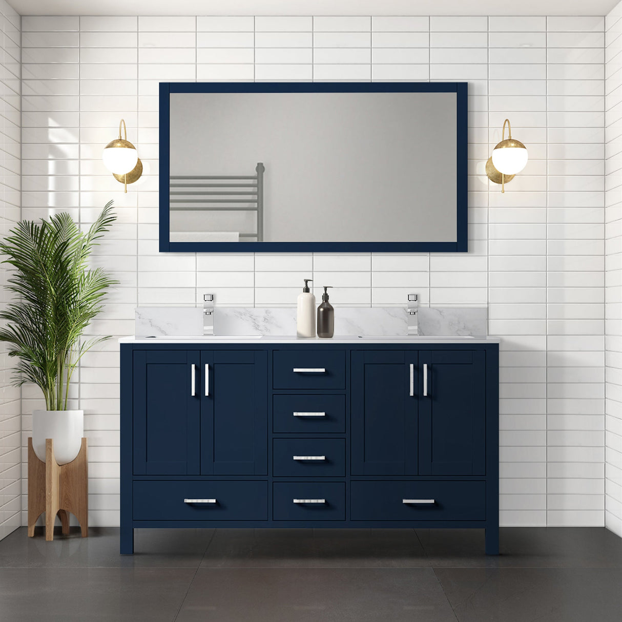 Jacques Navy Blue Bath Freestanding Bathroom Vanity