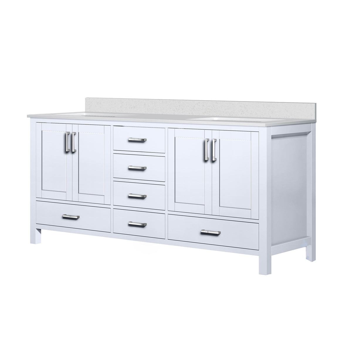 Jacques White Freestanding Bathroom Vanity with White Quartz Top, White Square Sink