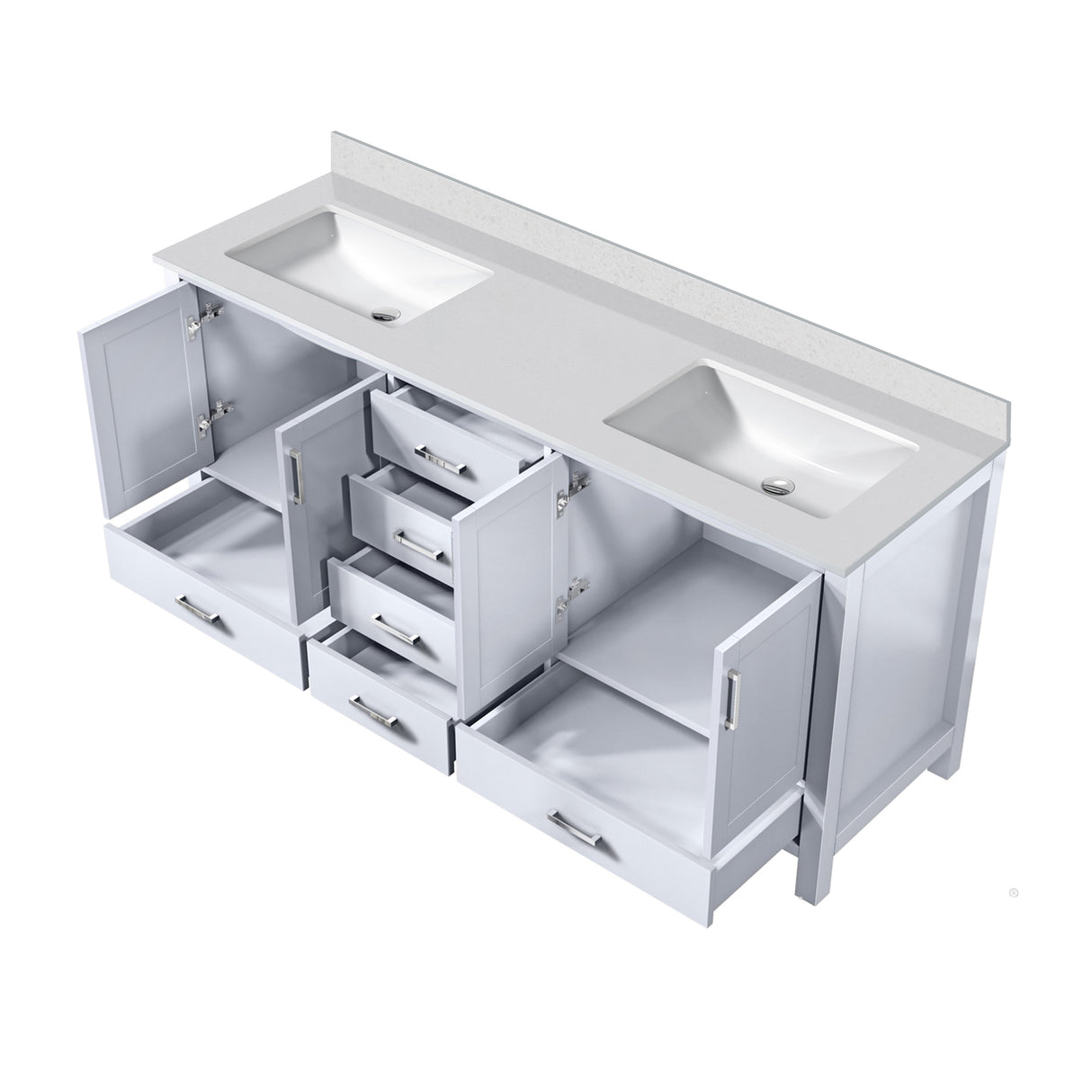 Jacques White Freestanding Bathroom Vanity with White Quartz Top, White Square Sink
