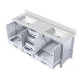 Jacques White Freestanding Bathroom Vanity with White Quartz Top, White Square Sink