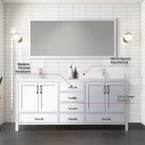 Jacques White Freestanding Bathroom Vanity with White Quartz Top, White Square Sink
