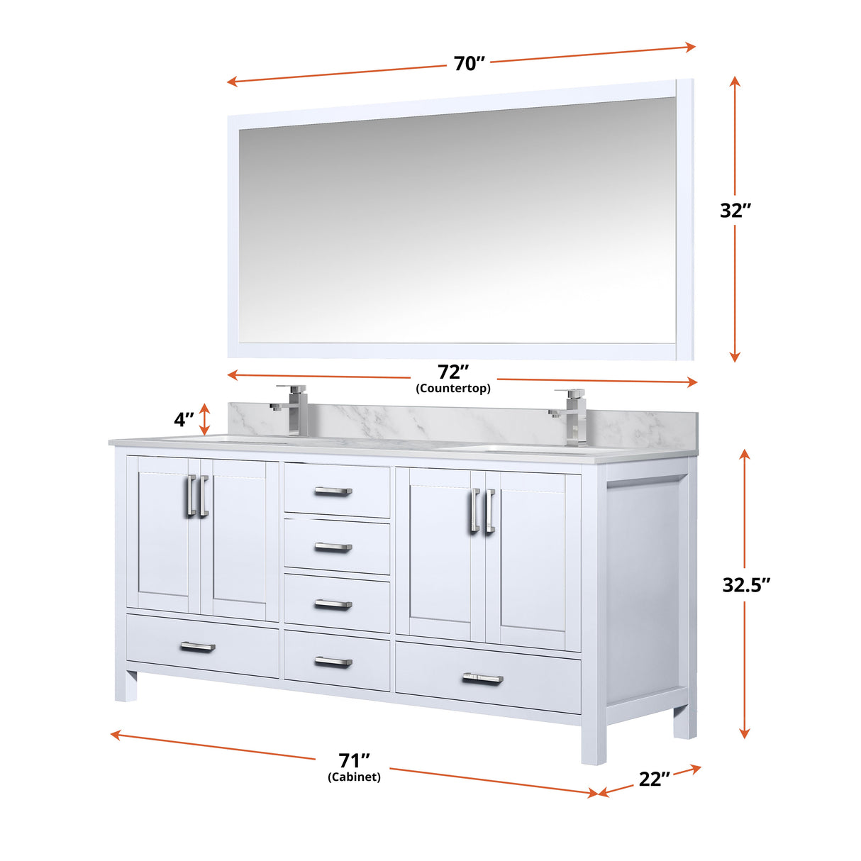 Jacques White Freestanding Bathroom Vanity with White Quartz Top, White Square Sink