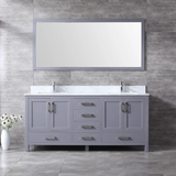 Jacques Freestanding Dark Grey Bathroom Freestanding Bathroom Vanity With Undermount Ceramic Sink, White Carrara Marble
