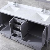 Jacques Freestanding Dark Grey Bathroom Freestanding Bathroom Vanity With Undermount Ceramic Sink, White Carrara Marble