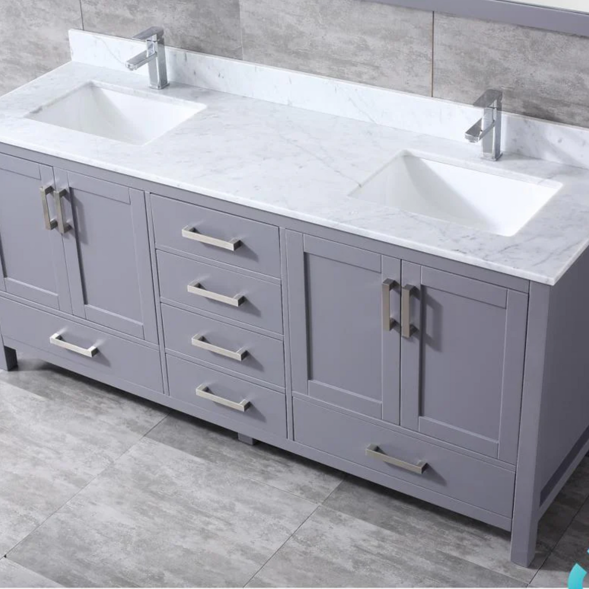 Jacques Freestanding Dark Grey Bathroom Freestanding Bathroom Vanity With Undermount Ceramic Sink, White Carrara Marble